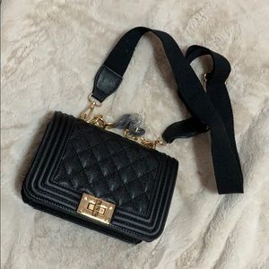 Structured faux leather quilted crossbody